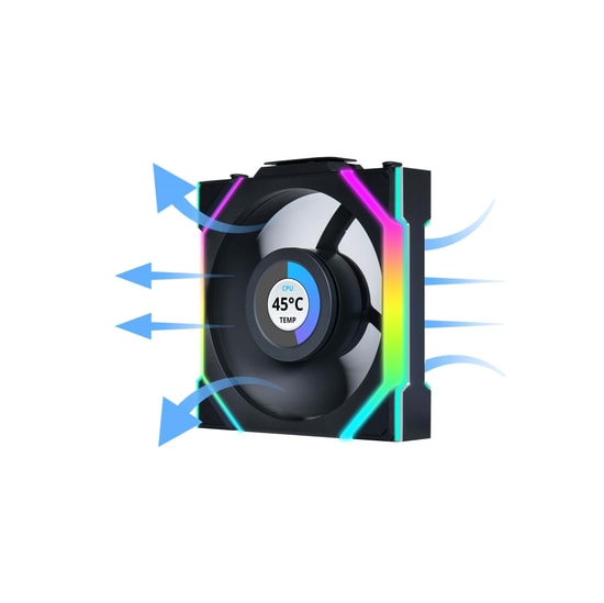 Lian Li UNI FAN Reverse SL Wireless LCD Siyah Kasa Fanı (G99.12RSLLCD1W3B.00) - 3'lü Paket, 120mm, ARGB, 1900 RPM, PWM