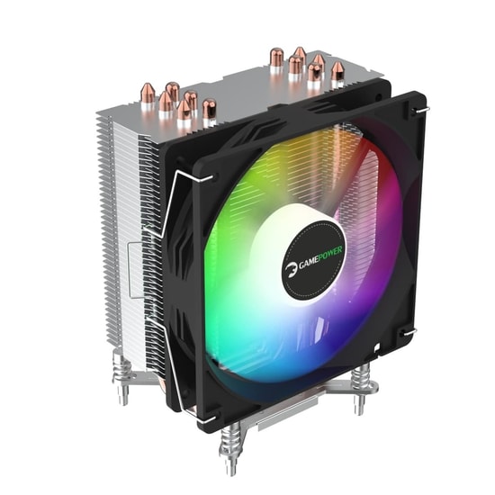Gamepower Glace TC6 ARGB Siyah İşlemci Hava Soğutucu (GLACE-TC6-ARGB) - 120mm PWM Fan, 6 Isı Borusu, 180W TDP, AM5/LGA18