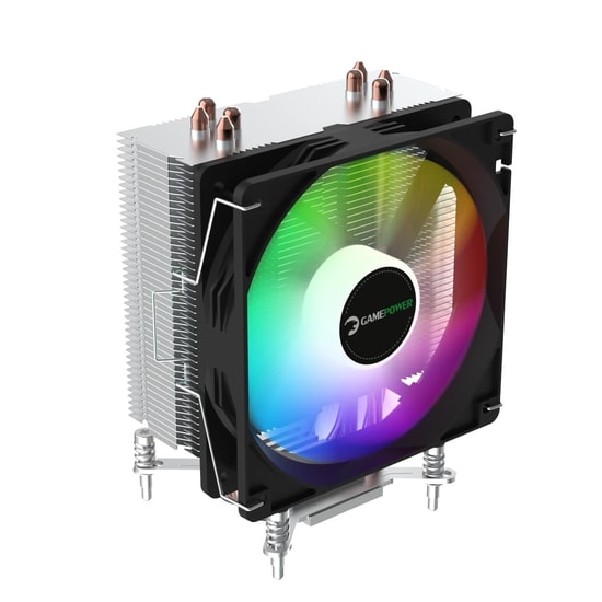 Gamepower Glace TC4 ARGB Siyah İşlemci Hava Soğutucu (GLACE-TC4-ARGB-SIYAH) - 120mm PWM Fan, 4 Isı Borusu, 180W TDP