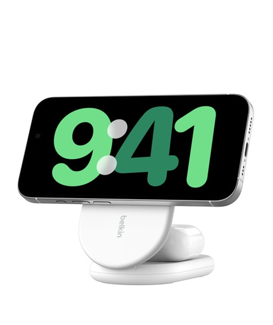 Belkin BoostCharge Pro WIZ028 2in1 Manyetik Qi2 Şarj İstasyonu (WIZ028VFWH) - 15W Kablosuz Hızlı Şarj, Katlanabilir