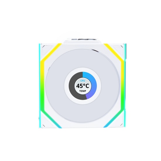 Lian Li UNI FAN Reverse SL Wireless LCD Beyaz Kasa Fanı (G99.12RSLLCD1W1W.00) - 120mm, ARGB, 1900 RPM, PWM, Kablosuz