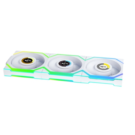 Lian Li UNI FAN Reverse SL Wireless LCD Beyaz Kasa Fanı (G99.12RSLLCD1W3W.00) - 3'lü Paket, 120mm, ARGB, 1900 RPM, PWM