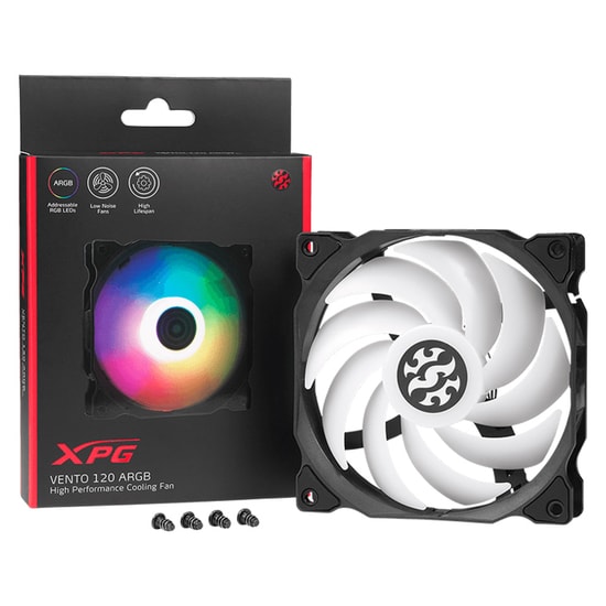 XPG Vento 120 ARGB Siyah Tekli Kasa Fanı (VENTO 120 ARGB) - 120mm, 1200 RPM, 45.3 CFM, 23 dB, 3 Pin, Titreşim Önleyici