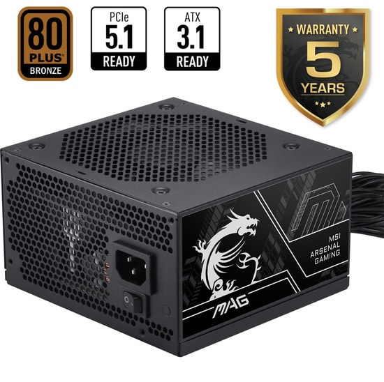 MSI MAG A750BN PCIE5 III 750W 80+ Bronze Güç Kaynağı - ATX 3.1, PCIe 5.1, 120mm Fan, Aktif PFC Power Supply