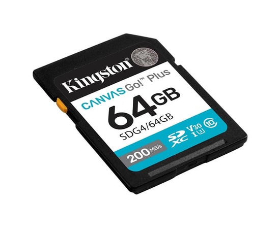 Kingston 64GB Canvas Go Plus SDXC (SDG4/64GB) - 200MB/s Okuma, 160MB/s Yazma, C10, UHS-I, U3, V30, 4K Video Hafıza Kartı