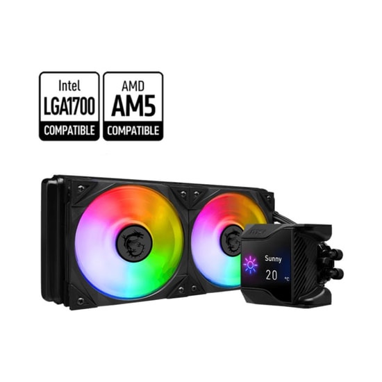 MSI MPG Coreliquid D240 240mm ARGB Siyah İşlemci Sıvı Soğutucu - 2x120mm PWM Fan, 77.4 CFM Hava Akışı, LGA1700 AM5 Uyuml