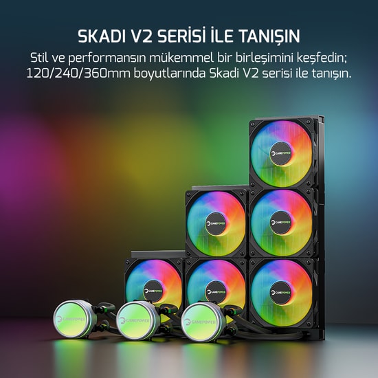 Gamepower Skadi V2 120 ARGB Sıvı Soğutucu (SKADI-V2-120-ARGB-LIQUID-COOLING) - 120mm PWM Fan, AM5 ve LGA1700 Uyumlu