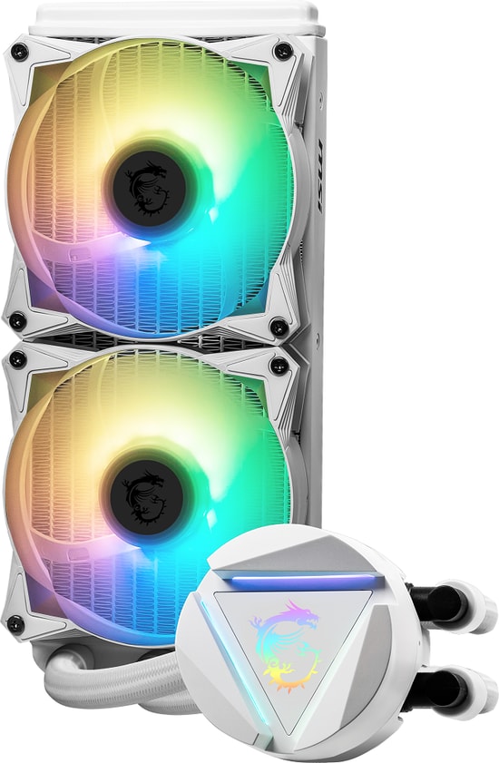 MSI MAG CORELIQUID 240R V2 WHITE Beyaz Sıvı İşlemci Soğutucu - 2x120mm ARGB Fan, 78.73 CFM, 2.39 mmH2O, 2000 RPM Fan