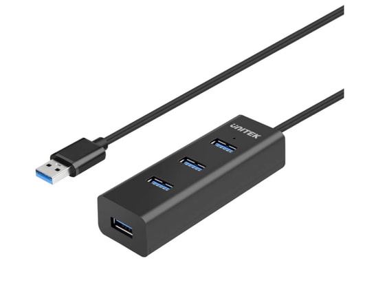 Unitek Y-3089 Type-C to 4 Port USB 3.0 Hub - USB 3.2 Gen 1, 5Gbps Aktarım Hızı, Type-C Power Girişi, Siyah Çoklayıcı