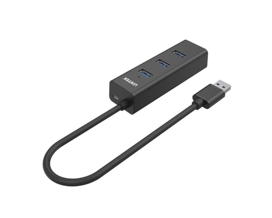 Unitek Y-3089 Type-C to 4 Port USB 3.0 Hub - USB 3.2 Gen 1, 5Gbps Aktarım Hızı, Type-C Power Girişi, Siyah Çoklayıcı