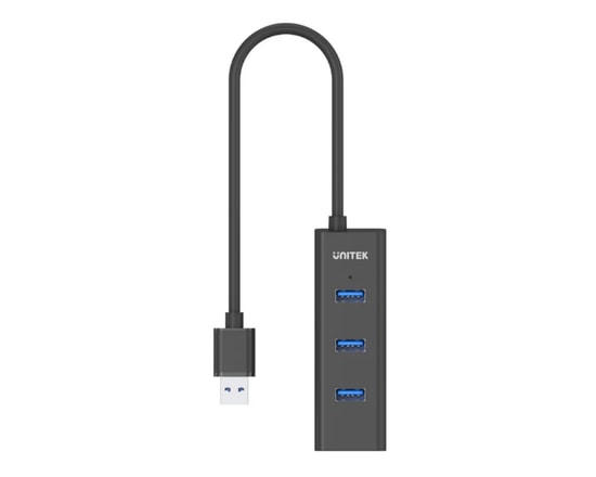 Unitek Y-3089 Type-C to 4 Port USB 3.0 Hub - USB 3.2 Gen 1, 5Gbps Aktarım Hızı, Type-C Power Girişi, Siyah Çoklayıcı