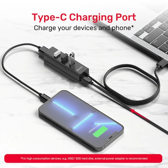 Unitek Y-3089V01 4-in-1 USB-A 5Gbps Hub - 4 Port USB 3.0 Çoklayıcı, 1.2 Metre Kablo, Tak Çalıştır, 5Gbps Aktarım Hızı