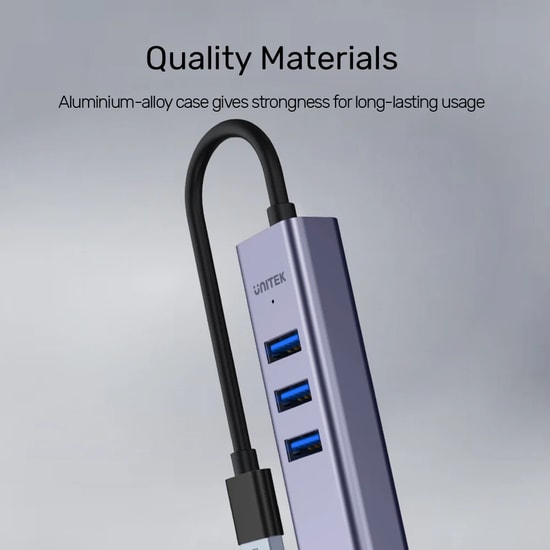 Unitek Y-3088B 4-in-1 Ethernet Hub - 3 Port USB 2.0 Çoklayıcı ve RJ45 Fast Ethernet Adaptörü, 30cm Kablo, Tak Çalıştır