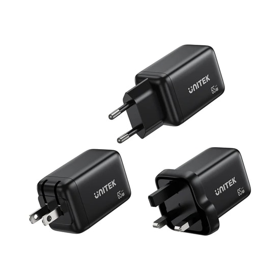 Unitek P1130ABK01-EU 65W GaN Şarj İstasyonu - 65W Max Güç, GaN Teknolojisi, Hızlı Şarj Adaptörü (Siyah/EU)