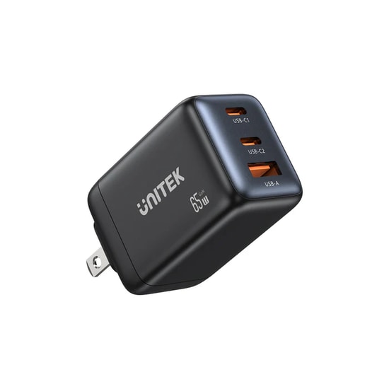 Unitek P1130ABK01-EU 65W GaN Şarj İstasyonu - 65W Max Güç, GaN Teknolojisi, Hızlı Şarj Adaptörü (Siyah/EU)