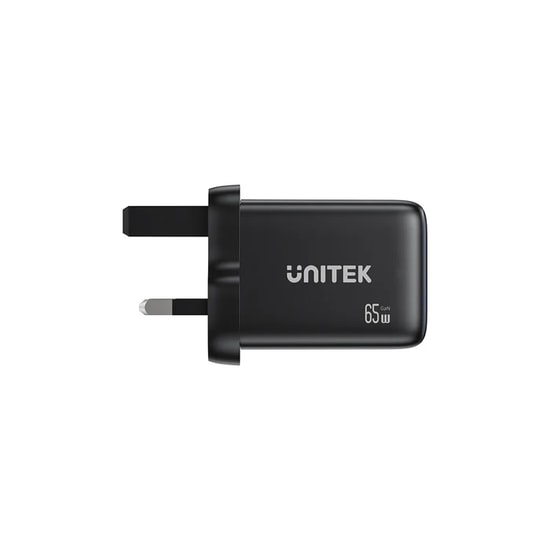 Unitek P1130ABK01-EU 65W GaN Şarj İstasyonu - 65W Max Güç, GaN Teknolojisi, Hızlı Şarj Adaptörü (Siyah/EU)