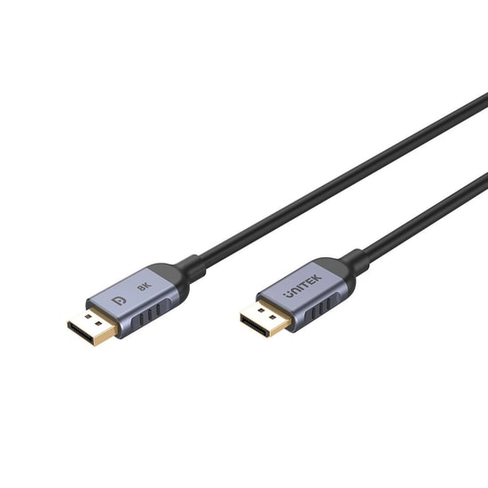 Unitek C1628GY01-1M 1 Metre 8K 60Hz DisplayPort 1.4 Kablo - 32.4Gbps, 240Hz, Dinamik HDR, Altın Kaplama, Alüminyum Gövde