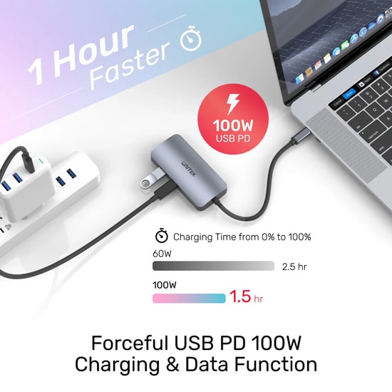 Unitek D1051A 5-in-1 MST USB-C Hub - Multi-Stream Transport Çoklayıcı, 10cm Kablo, RoHS ve CE Sertifikalı, USB Hub