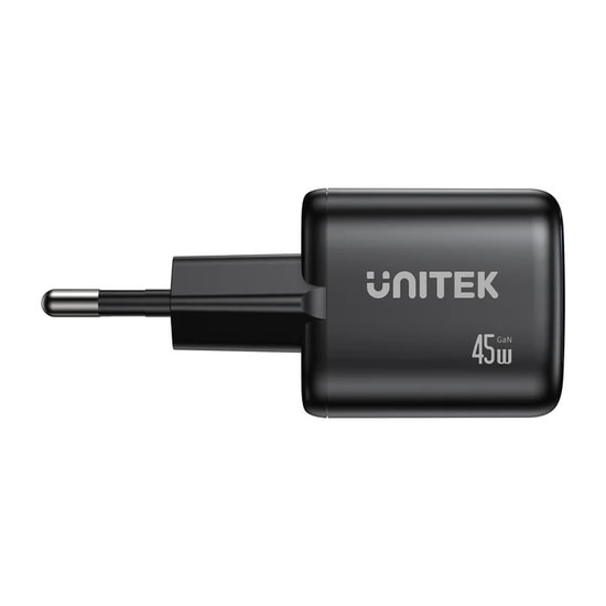 Unitek P1129ABK01-EU 45W Hızlı Şarj Cihazı Adaptörü - GaN Teknolojisi, Tek Port USB-C, CE Sertifikalı, Siyah Adaptör