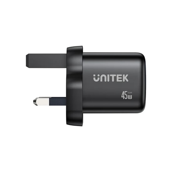 Unitek P1129ABK01-EU 45W Hızlı Şarj Cihazı Adaptörü - GaN Teknolojisi, Tek Port USB-C, CE Sertifikalı, Siyah Adaptör