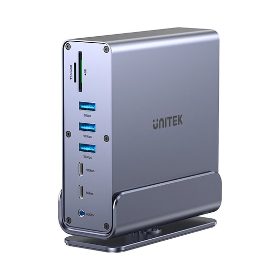 Unitek D1135AGY01 Universal DisplayLink 4K KVM Bağlantı İstasyonu - 15'i 1 Arada, Üçlü 4K Ekran, 100W PD, RJ45, SD/TF