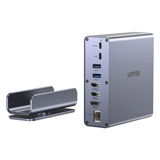 Unitek D1135AGY01 Universal DisplayLink 4K KVM Bağlantı İstasyonu - 15'i 1 Arada, Üçlü 4K Ekran, 100W PD, RJ45, SD/TF