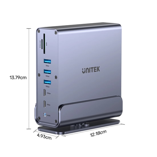 Unitek D1135AGY01 Universal DisplayLink 4K KVM Bağlantı İstasyonu - 15'i 1 Arada, Üçlü 4K Ekran, 100W PD, RJ45, SD/TF