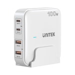 Unitek P1229AWH 100W GaN Masaüstü Şarj İstasyonu (Beyaz) - 100W Güç, GaN Teknolojisi, Çoklu Şarj Portu, Kompakt Tasarım