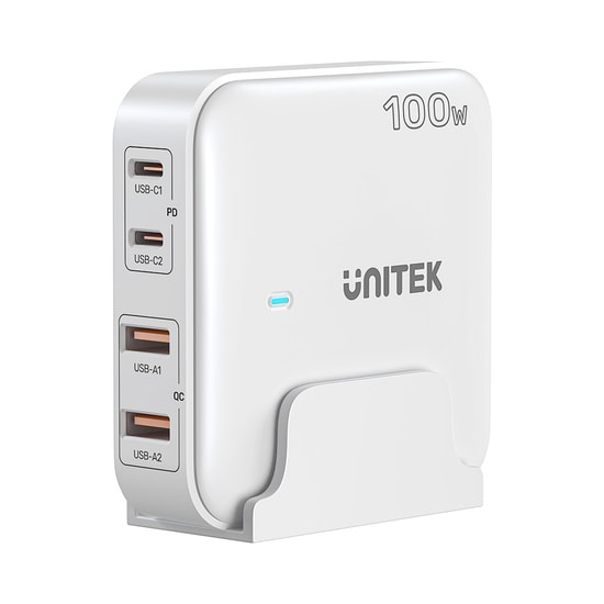 Unitek P1229AWH 100W GaN Masaüstü Şarj İstasyonu (Beyaz) - 100W Güç, GaN Teknolojisi, Çoklu Şarj Portu, Kompakt Tasarım