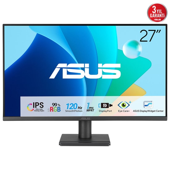 Asus VA279QG 27" 1ms 120Hz Full HD IPS Monitör - 1920x1080, 300nit, sRGB 99%, HDMI, DP, Adaptive-Sync, Eye Care, Vesa