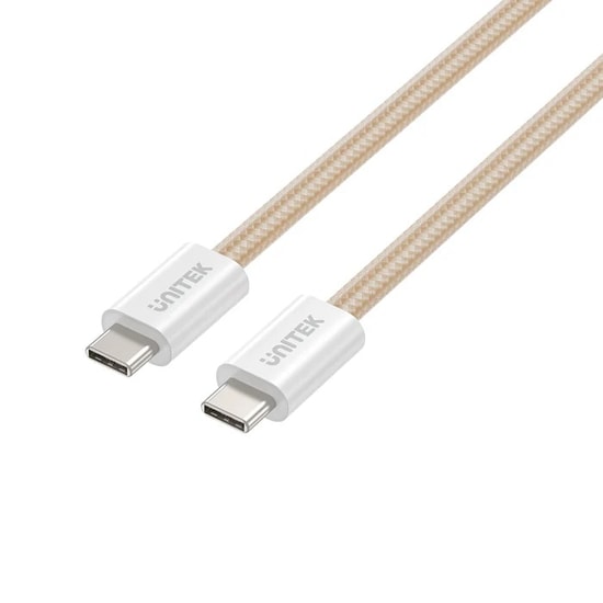 Unitek C14141ACL01-1M Type-C Manyetik Hızlı Şarj Kablosu - 1 Metre, 100W PD 3.0, 5A, Bej, Manyetik Sarım Tasarımı