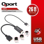 Qport Q-DPX HDMI(M) to DisplayPort(F) Çevirici Adaptör - 26cm Kablo, Full HD, Yüksek Performanslı Bağlantı Kablosu