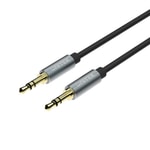 Unitek Y-C926ABK 3.5mm AUX Ses Kablosu 1 Metre - Erkek - Erkek Altın Kaplama Uçlu Hi-Fi Kablo, Gri, Alüminyum Kasa