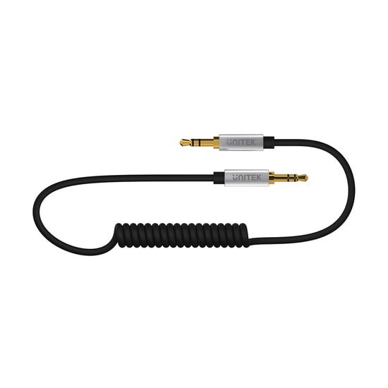 Unitek Y-C926ABK 3.5mm AUX Ses Kablosu 1 Metre - Erkek - Erkek Altın Kaplama Uçlu Hi-Fi Kablo, Gri, Alüminyum Kasa