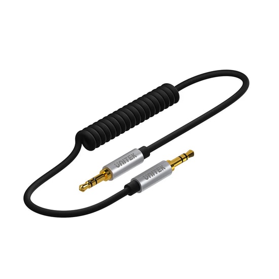 Unitek Y-C926ABK 3.5mm AUX Ses Kablosu 1 Metre - Erkek - Erkek Altın Kaplama Uçlu Hi-Fi Kablo, Gri, Alüminyum Kasa