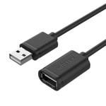 Unitek Y-C449GBK 1.5 Metre USB 2.0 Uzatma Kablosu - 480Mbps Veri Aktarım Hızı, USB-A Erkek - USB-A Dişi, Siyah Kablo