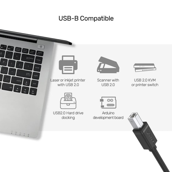 Unitek Y-C4001GBK 2 Metre USB 2.0 A Erkek - B Erkek Yazıcı Kablosu - Siyah, Yüksek Hızlı Veri Aktarımı, Dayanıklı Tasarı