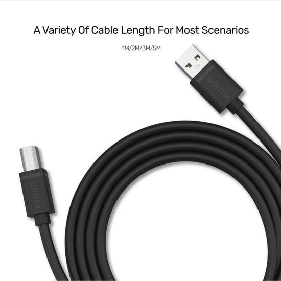 Unitek Y-C4001GBK 2 Metre USB 2.0 A Erkek - B Erkek Yazıcı Kablosu - Siyah, Yüksek Hızlı Veri Aktarımı, Dayanıklı Tasarı