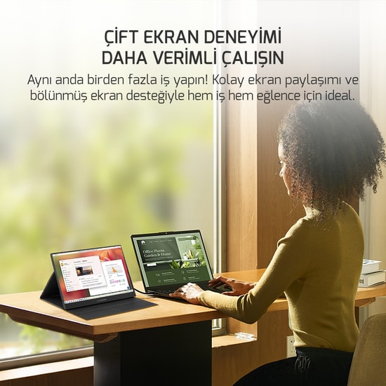 Ezcool Lite E15T 15.6" Taşınabilir Dokunmatik Monitör (LITE-E15T-PORTABLE) - FHD IPS, 60Hz, 4ms, HDMI, USB-C, Hoparlör