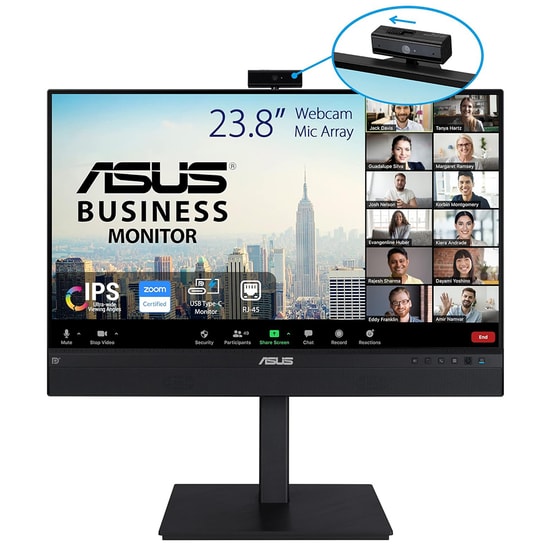 Asus BE24ECSNK 23.8" 60Hz 5ms FHD IPS Video Konferans Monitörü - Web Kamerası, Mikrofon, Pivot, Hoparlör, USB-C, RJ45