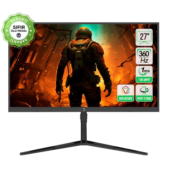 Gamepower Rapid 27" 1ms 360Hz Flat RGB Pivot Gaming Monitör (RAPID-27-360HZ) - FHD IPS, HDR10, Hoparlör, Adaptif Sync