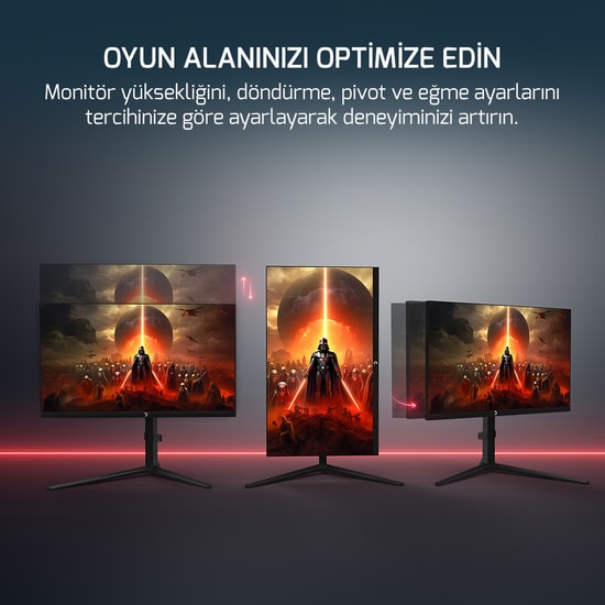Gamepower Rapid 27" 1ms 360Hz Flat RGB Pivot Gaming Monitör (RAPID-27-360HZ) - FHD IPS, HDR10, Hoparlör, Adaptif Sync