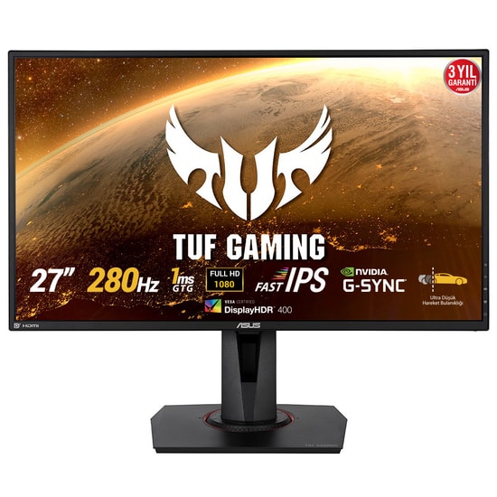 Asus TUF Gaming VG279QM 27" 280Hz 1ms IPS Oyuncu Monitörü - FHD, G-SYNC, HDR400, HDMI, DP, Pivot, ELMB Sync, VESA