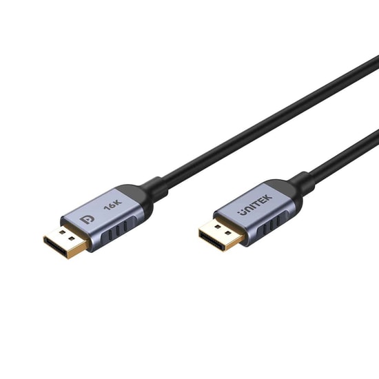 Unitek C1626GY01-3M 3 Metre 16K 60Hz DisplayPort 2.1 Kablo - 80Gbps, Dinamik HDR, 4K 240Hz, Uzay Grisi Alüminyum