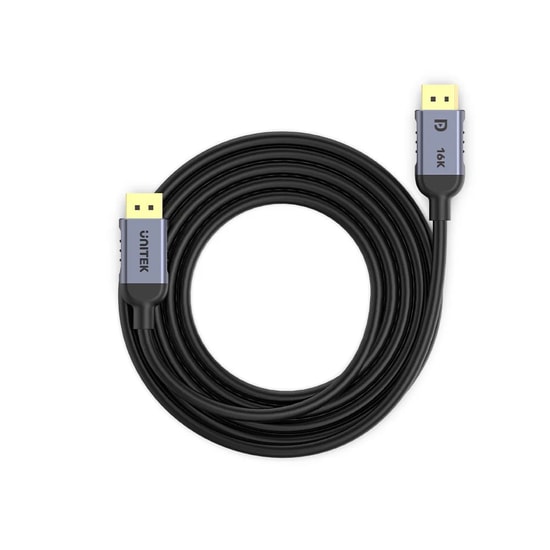 Unitek C1626GY01-2M 2 Metre 16K 60Hz DisplayPort 2.1 Kablo - 80Gbps, Dinamik HDR, 4K 240Hz, Uzay Grisi Alüminyum