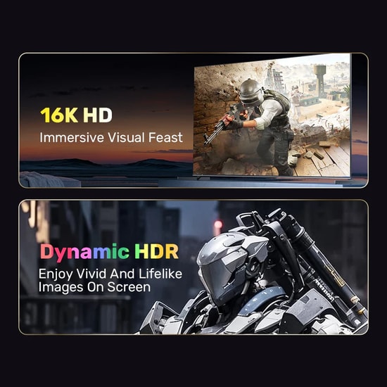 Unitek C1626GY01-1.5M 1.5 Metre 16K 60Hz DisplayPort 2.1 Kablo - 80Gbps, Dinamik HDR, 4K 240Hz, Uzay Grisi Alüminyum