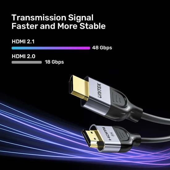 Unitek C11086GY-1.5M 1.5 Metre HDMI 2.1 Kablo - 8K 60Hz, 48Gbps, Dinamik HDR, eARC, Altın Kaplama, Alüminyum Gövde