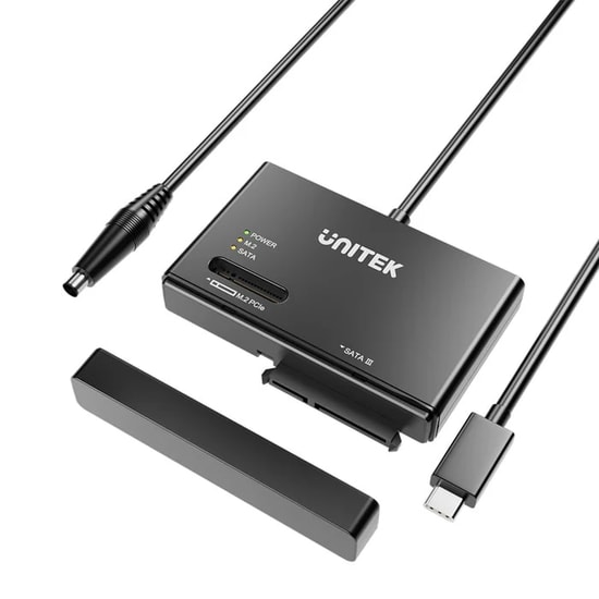 Unitek S1232A USB-C to M.2 NVMe + SATA III Dönüştürücü Adaptör - 10Gbps SuperSpeed, UASP Desteği, ABS Kasa