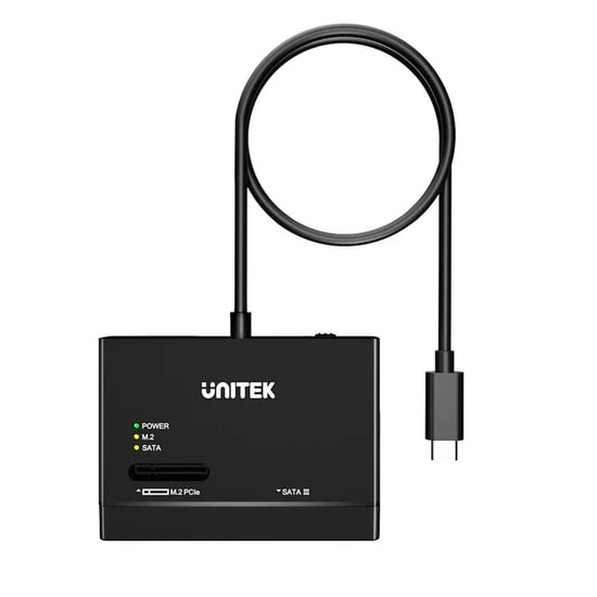 Unitek S1232A USB-C to M.2 NVMe + SATA III Dönüştürücü Adaptör - 10Gbps SuperSpeed, UASP Desteği, ABS Kasa