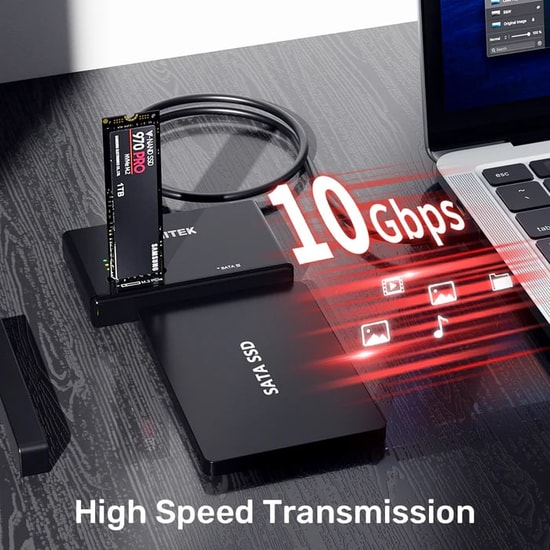 Unitek S1232A USB-C to M.2 NVMe + SATA III Dönüştürücü Adaptör - 10Gbps SuperSpeed, UASP Desteği, ABS Kasa